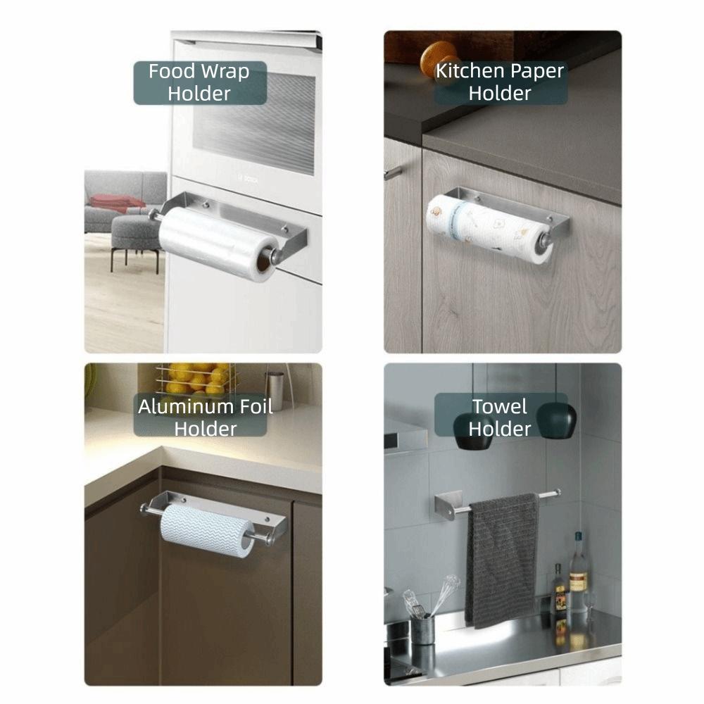 Adhesive or Screw-in Paper Towel Holder Wall Mounted Cling Wrap Holder for Bathroom