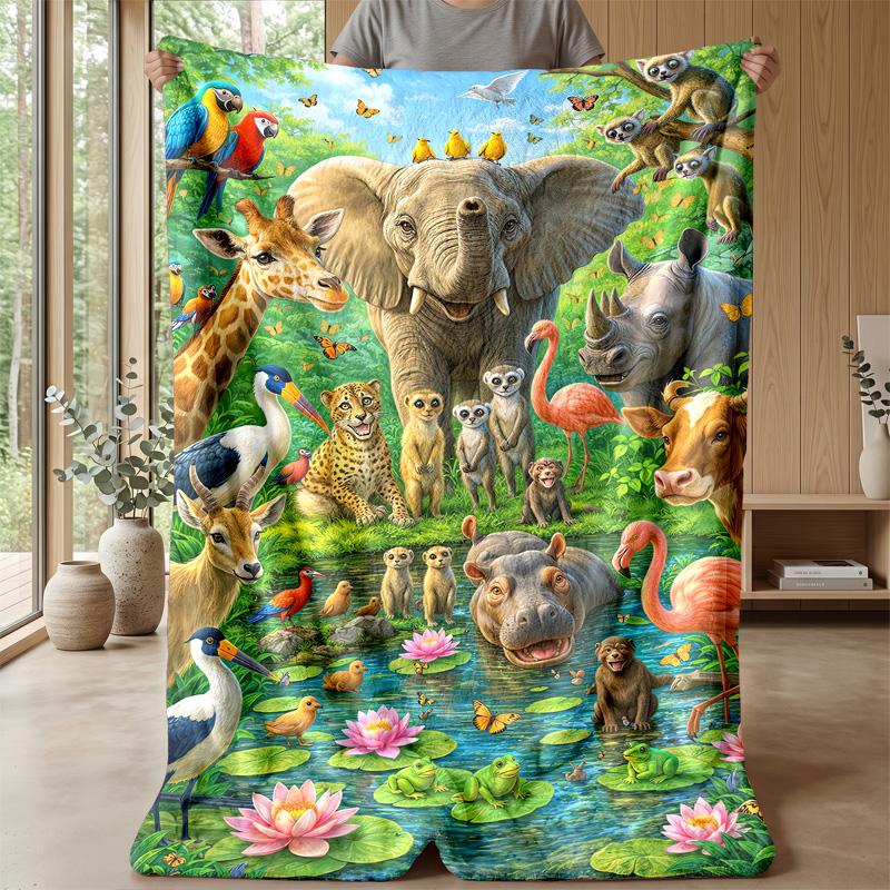 Golden Unicorn in Sunlit Forest Theme blanket Lightweight Warm Flannel Blanket Decorative Throw Blanket for Home Decoration