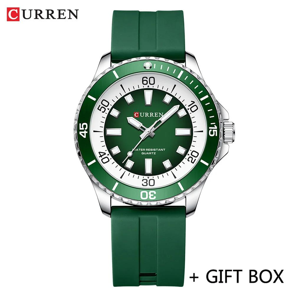 CURREN Sport Men Watch Top Brand Luxury Military Army Waterproof Male Clock Orange Silicone Quartz Original Man Wristwatch 8448