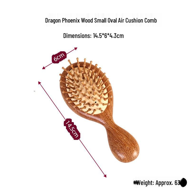  Pettine Massaggiante con Cuscinetto d'Aria in Sandalo Dorato - Pettine Retrò in Legno Massiccio per Capelli Lunghi da Donna
