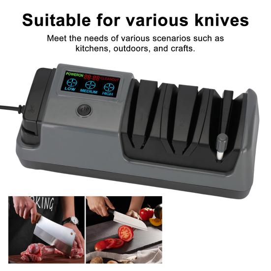 Professional Electric Knife Sharpener Digital Display Adjustable Rotational Speed Precision Angle Guides Serrated Knife Sharpener