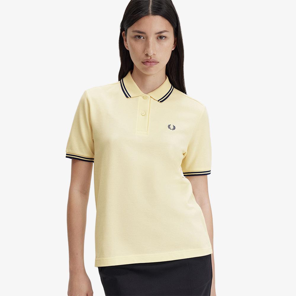 Fred Perry [G3600] Women'S Twin Tip Fred Perry Shirt - Ice Cream/French Navy Afpf2413600-U80