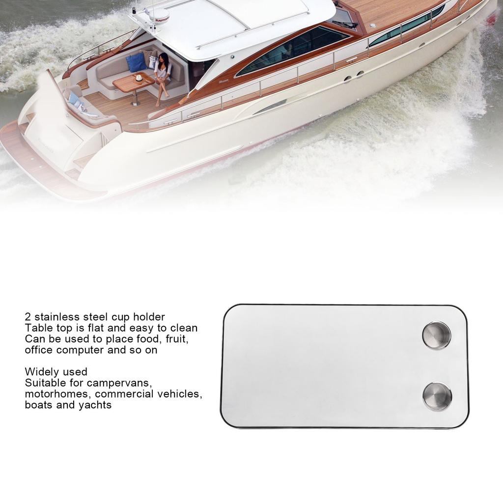 RV Table Top RV Table Top  Wood with 2 Stainless Steel Cup Holders for Trailer Motorhome Yacht Boat Deck 800 X 400mm