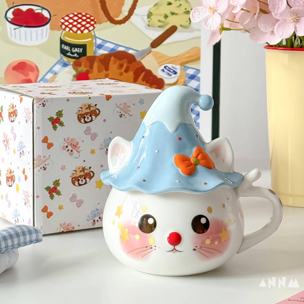 Birthday Gifts Mugs with LIDS Ceramic Cups. Halloween Gifts Christmas Water saving Cups Cute Ghost Cups for Girls