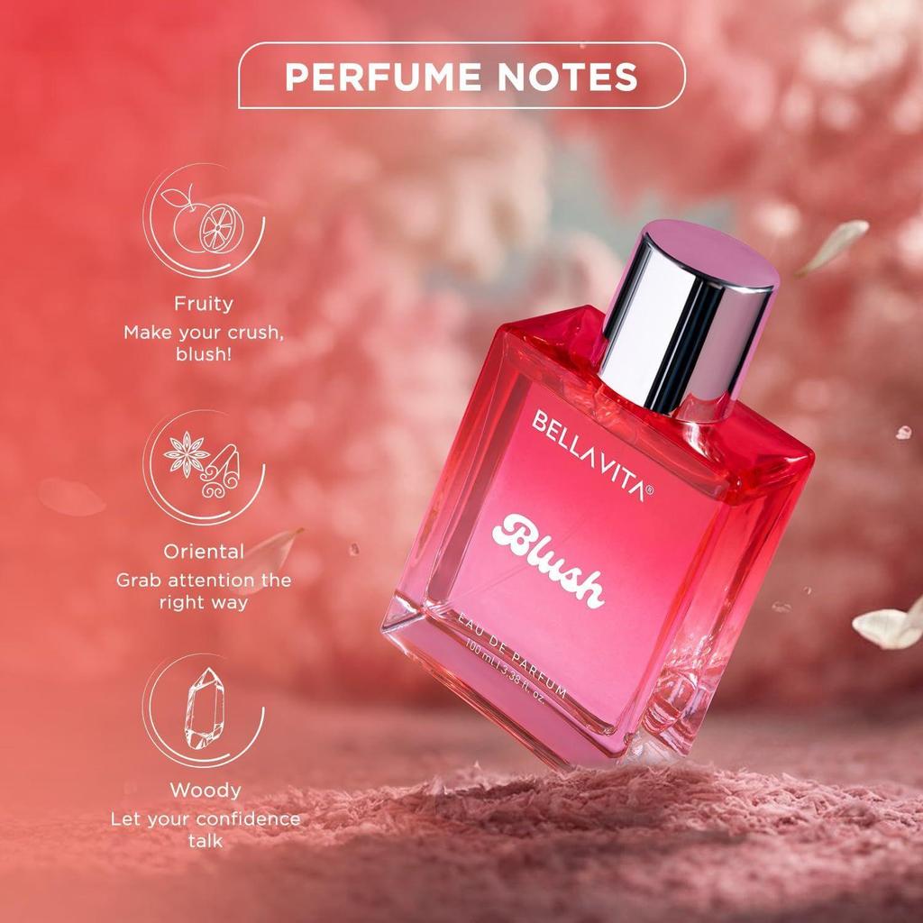 BELLAVITA Blush EDP 100ml | Long Lasting Perfume for Woman | Red Fruits, Moss, Vanilla and Sandalwood |Perfume for Women