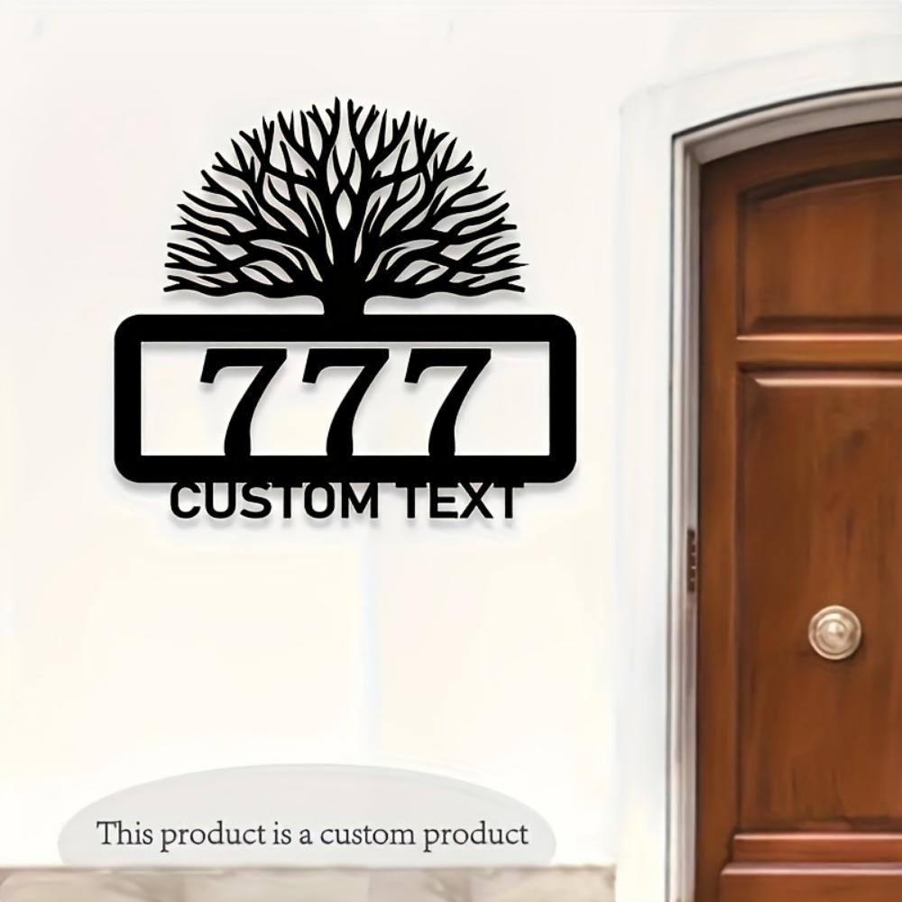 Custom Metal Wall Art Black Door Sign Outdoor Home Address Housewarming Gift