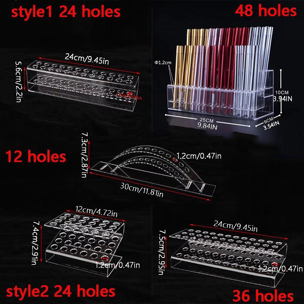 12/24/36/48 Holes Acrylic Pen Holder Clear Stationery Display Stand Beauty