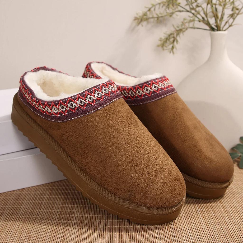 New Women's Wool Slippers Warm Platform Wool Low-top Snow Boots Slippers Women's Outdoor Anti-Slip Boots Shoes for Women