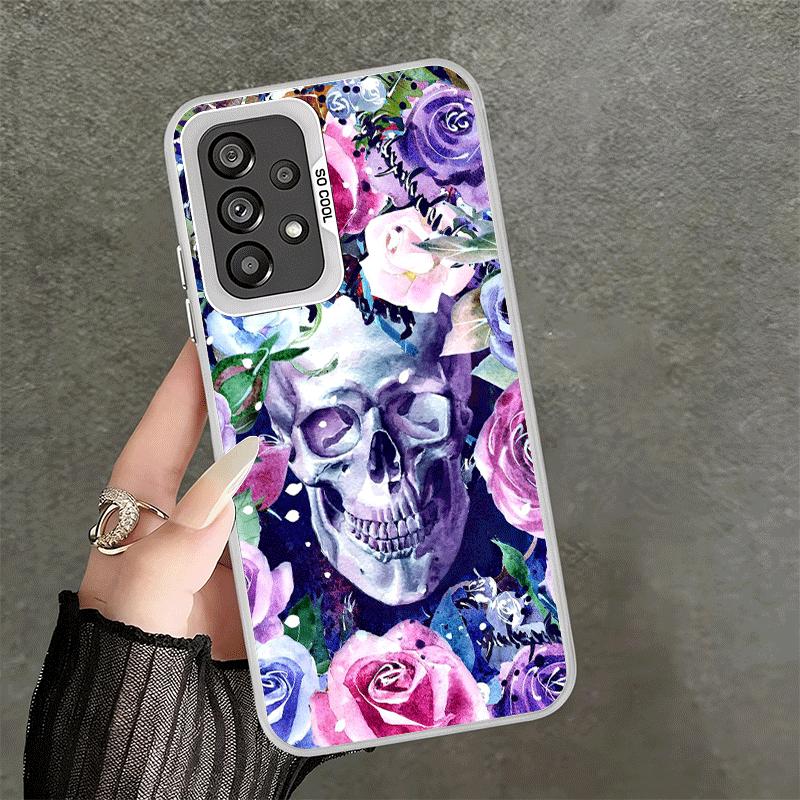 Floral Skull Flower Skeleton Soft Phone Case for Samsung A17 A16 A15 A14 A13 A57 A56 A55 A54 A53 A37 A36 A35 A34 A33 A26 A25 A24