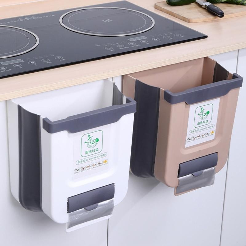 Hanging Foldable Trash Can Leakproof For RVs Bathroom Cabinet Organization Quick Installation Wast Bin Campers Accessories