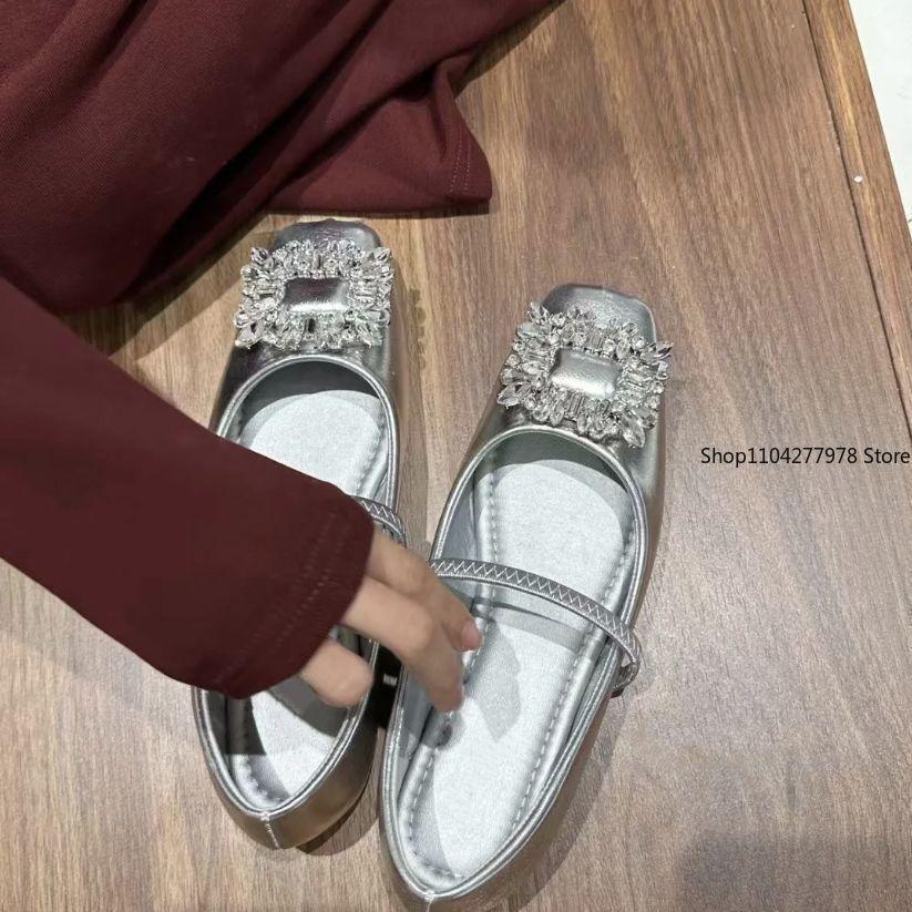 Fashion Women Ballet Flats Soft Leather Slip-on Casual Shoes Fashion Square Toe Pumps Office Lady Work Thin Shoes Female Mary Jane Shoes