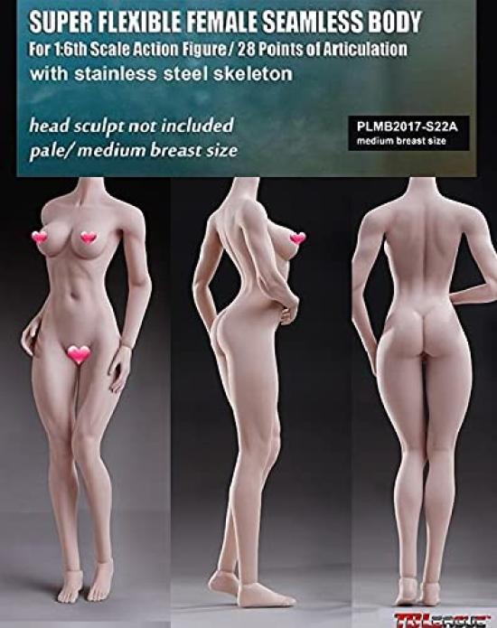 [TOYBARJAPAN] 16 Scale Action Figure Body, TBLeague PLMB2017-S22A, Bodybuilder Type, Ultra-Flexible Seamless Female Body, Pale Series, Bust Size M,