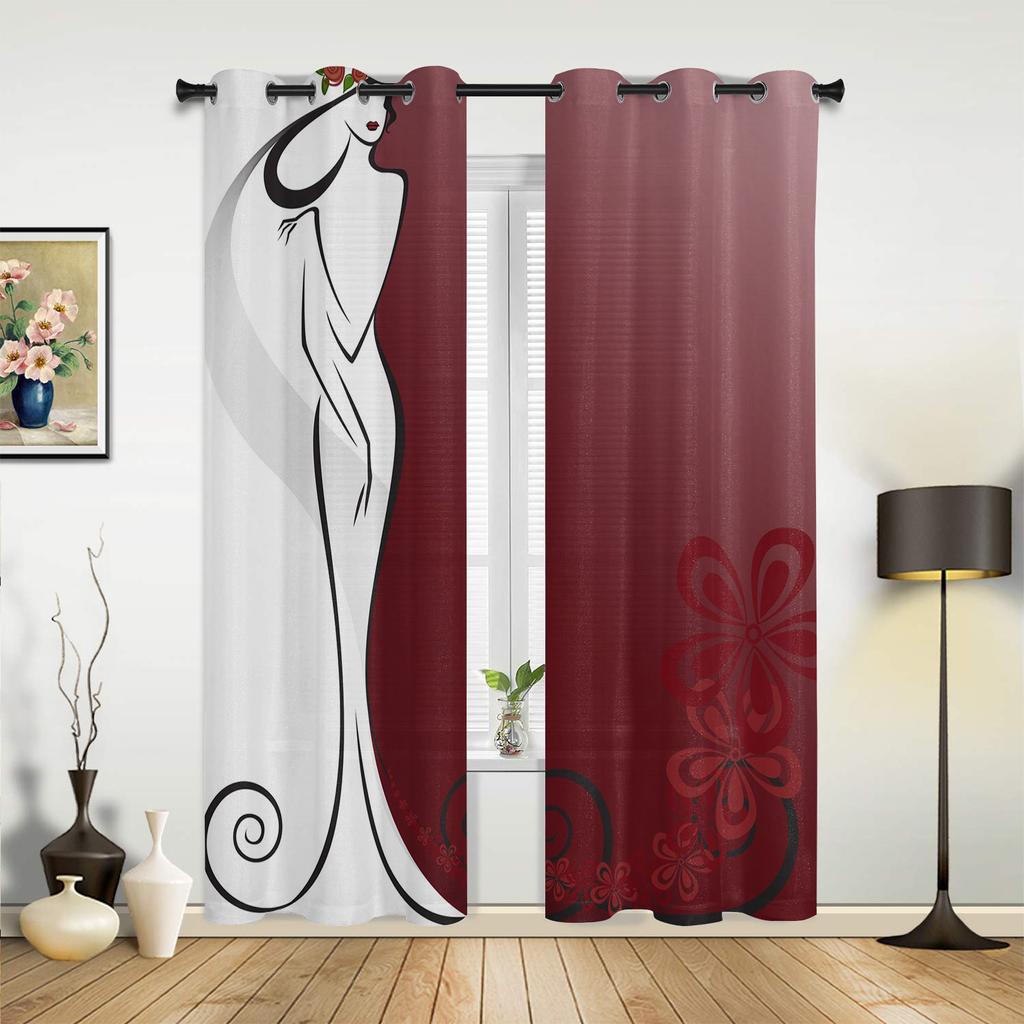 Pink Rose Flower Butterfly Curtains for Bedroom Living Room Drapes Kitchen Children's Room Window Curtain Modern Home Decor