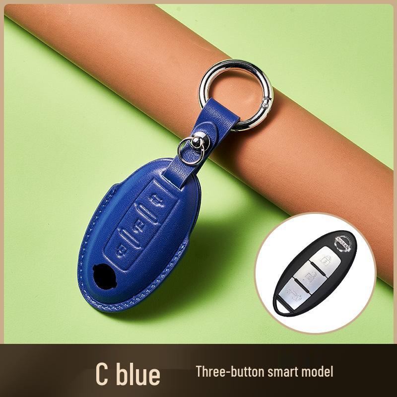 Skórzany Etui na Klucze ze Skóry Wyprawianej Roślinnie dla Nowego Kluczyka Samochodowego Sylphy Murano, Ręcznie Robiony Wzór Klamry dla Mężczyzn