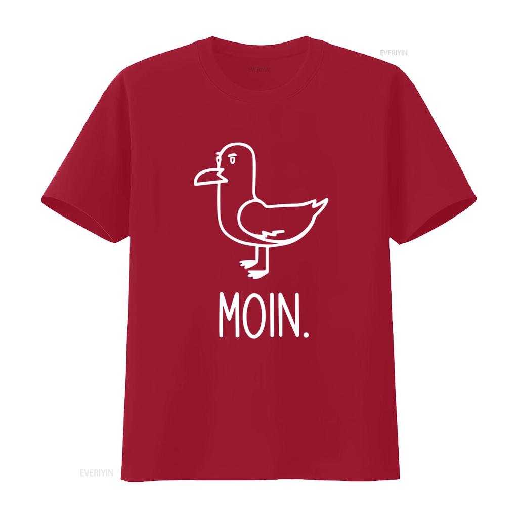 Mens Frontprint Moin Seagull T Shirt for Northern Lights Fun Saying Vintage Washed Comfortable Streetwear Designer Clothes