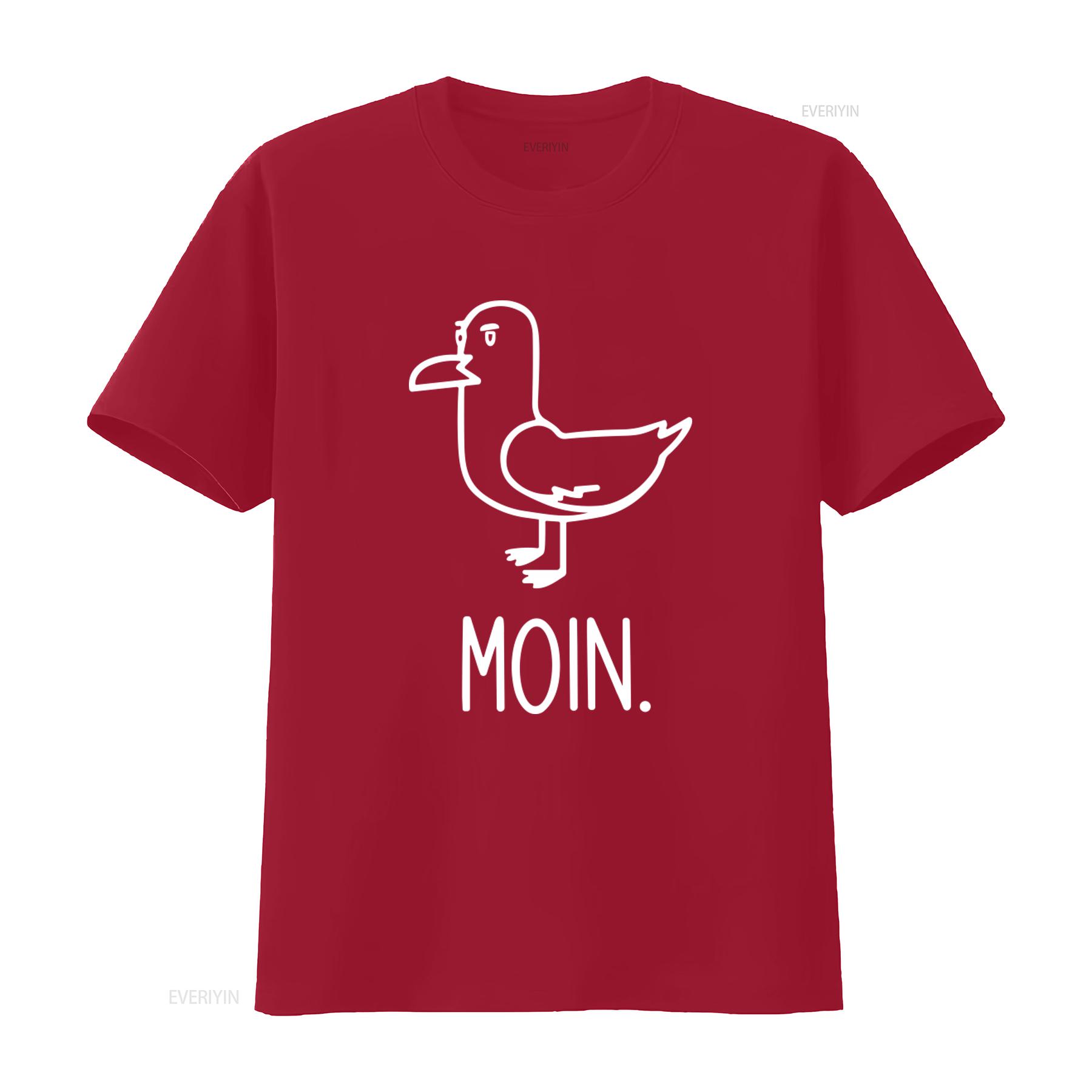 Mens Frontprint Moin Seagull T Shirt for Northern Lights Fun Saying vintage Washed Comfortable streetwear designer clothes S