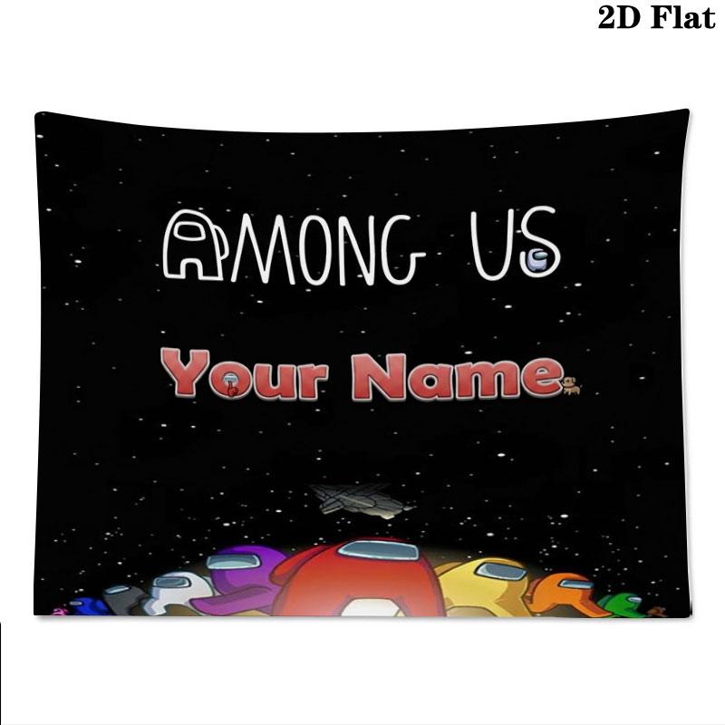 Among Us Custom Name Wall Tapestry Aesthetic Wall Hanging Printed Fabric Blanket Decorative Tapestries for Bedroom Living Room Home Decor