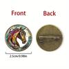 Broșă Rotundă din Rășină Pictată Zodiac Cal Insignă la Modă din Aliaj Personalizată Pentru Haine Genți