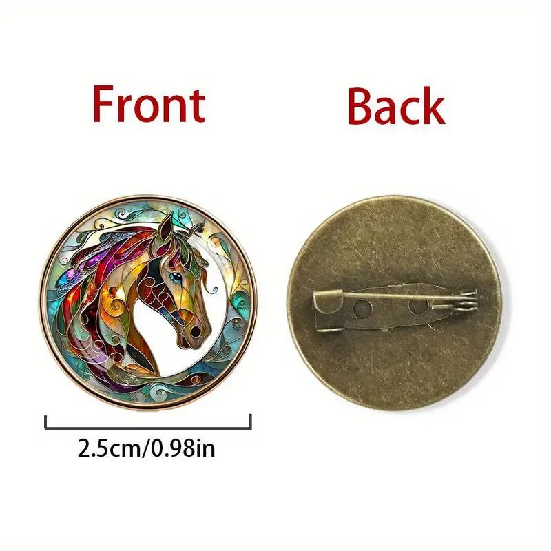Broșă Rotundă din Rășină Pictată Zodiac Cal Insignă la Modă din Aliaj Personalizată Pentru Haine Genți
