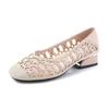 Summer Shoes Women Low Heels Breathable Mesh Shoes Square toe Elegant Office Lady Shoes Black Beige Grey Plus Size 42