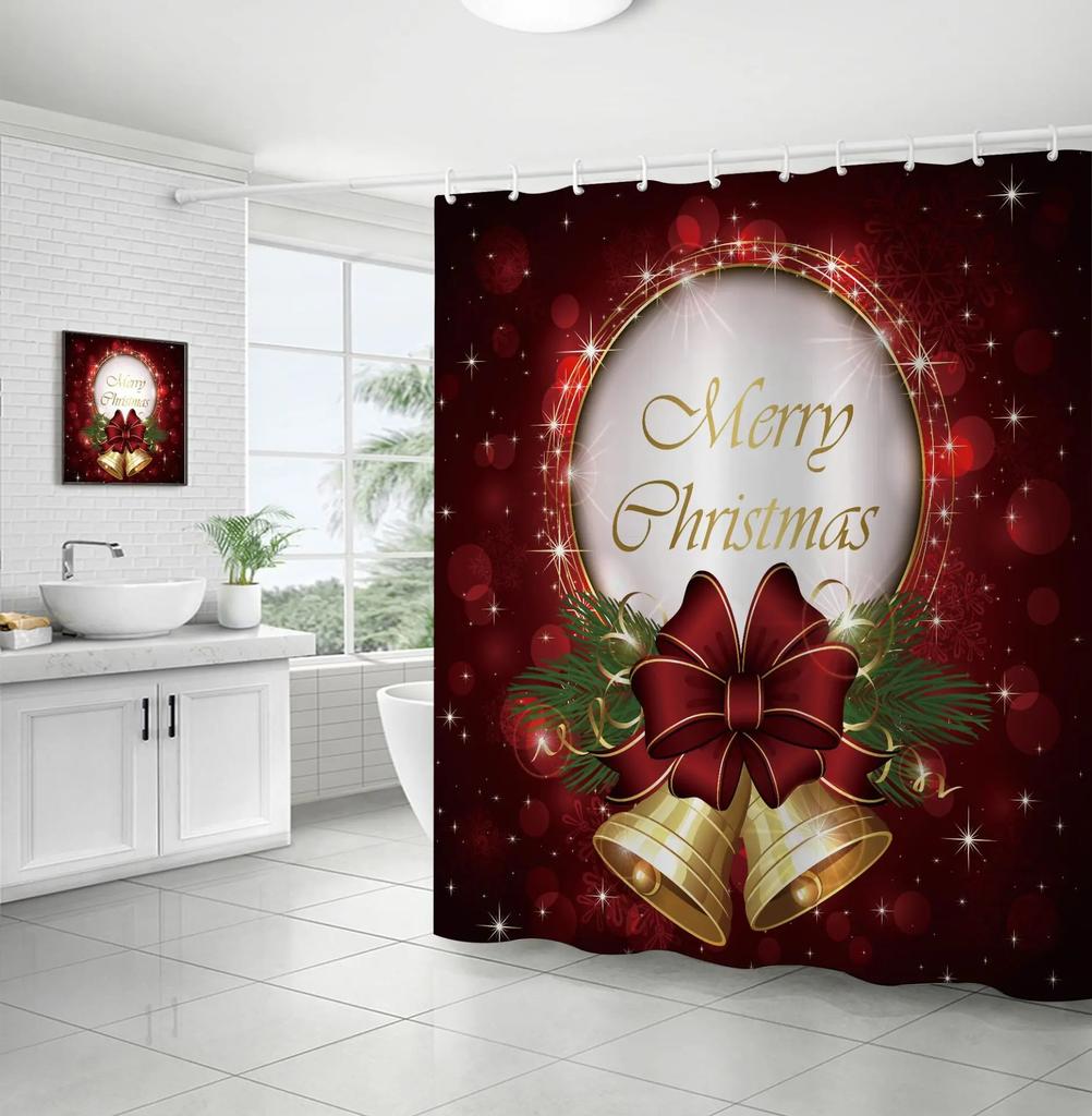 Merry Christmas /Santa Claus/Shower Curtains Holiday Farmhouse Home Fabric Bath Curtain Bathroom Decor/cow Print Blanket