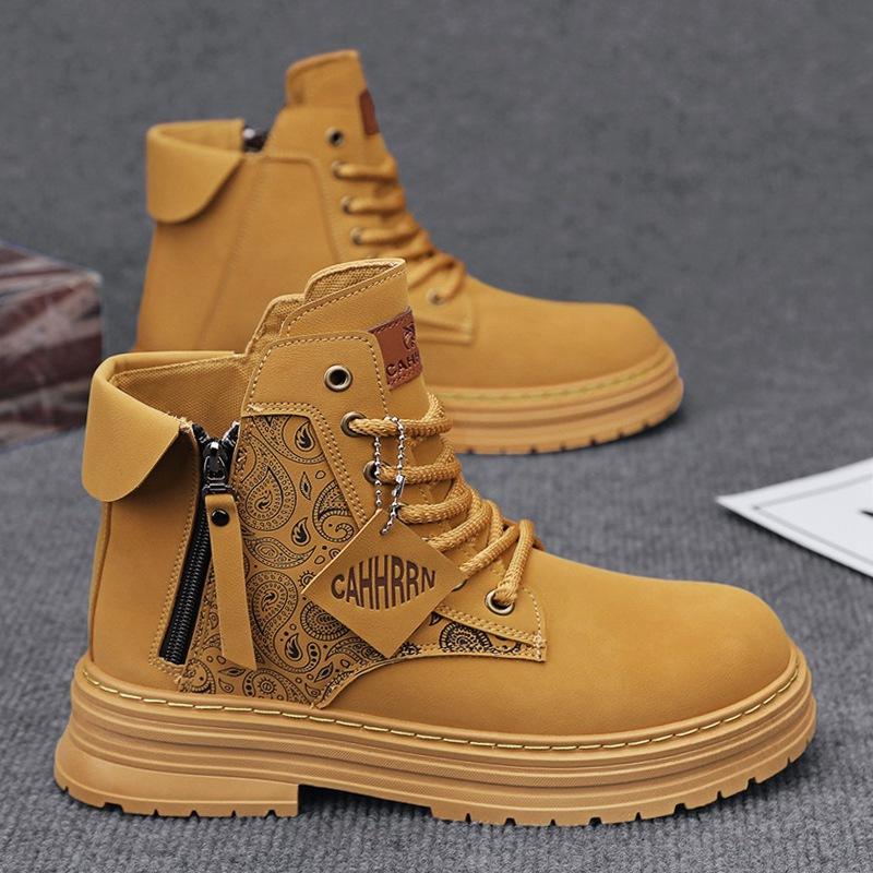 

Leather boots men s high-top Martin boots autumn and winter 2024 new British style tooling shoes men s locomotive casual trendy shoes 44