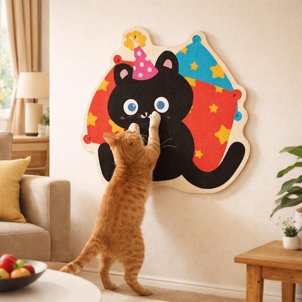 Felt Cat Scratcher Cartoon Scratching Pad Self-adhesive Cat Scratch Sticker  for Couch Walls
