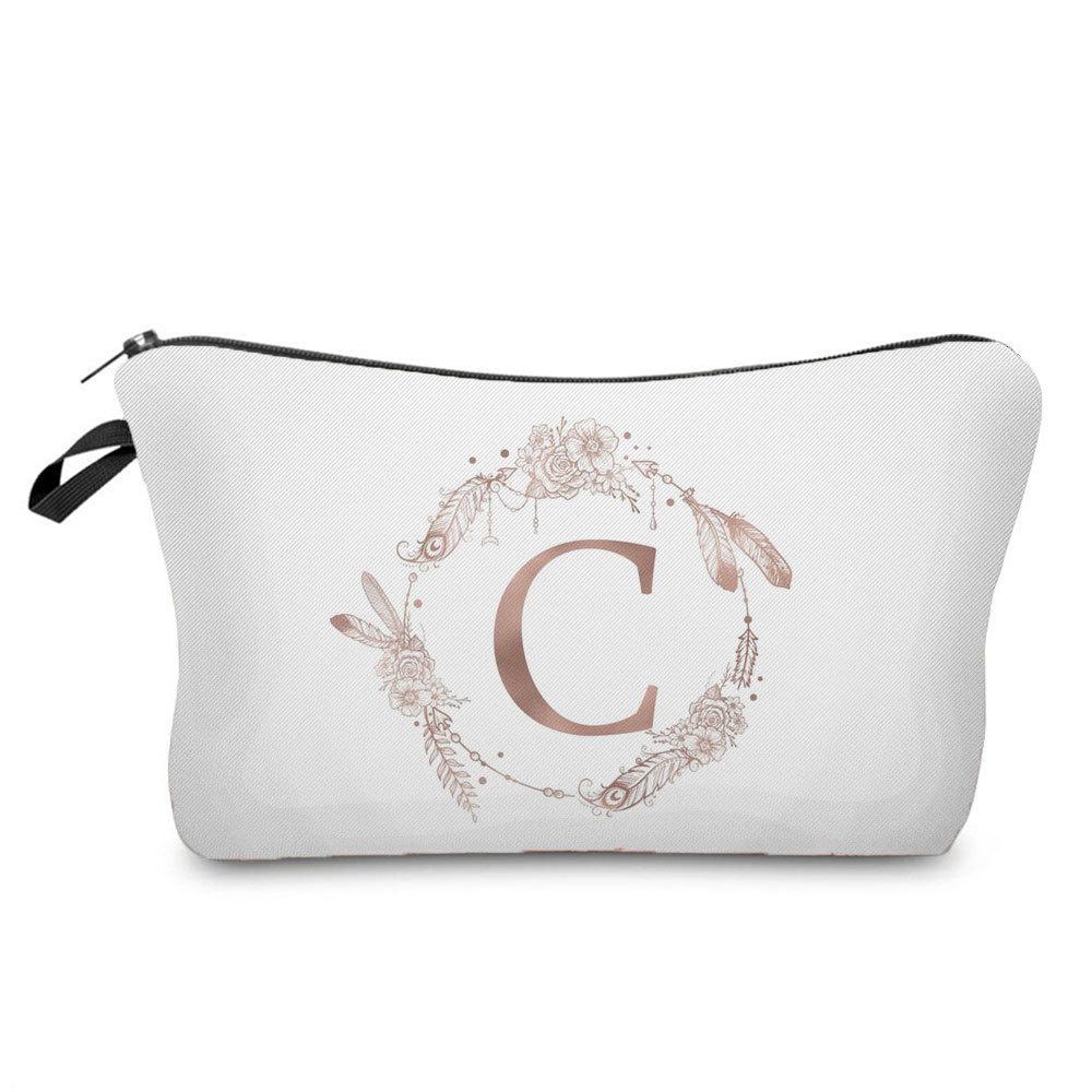Women letter Print Cosmetic Bag Toiletries Organize Travel Storage Case