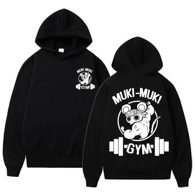 Anime Ninja Muscle Mouse Muki Harajuku Print Men Plus-size Hoodie Fitness Street Exercise Casual Long Sleeve Winter Sweatshirt