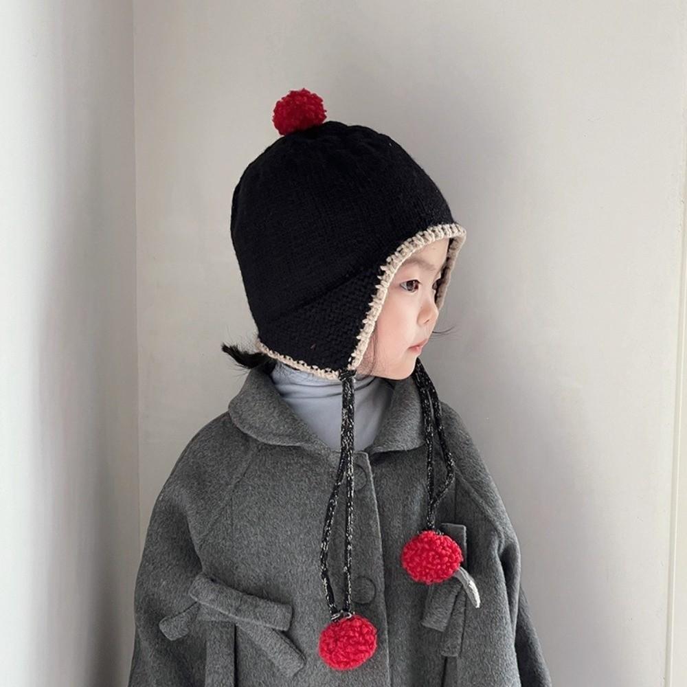 Winter Baby Beanie Cap Tassel Ear Protection Hat Sweet Baby Knitted Cap  Kids