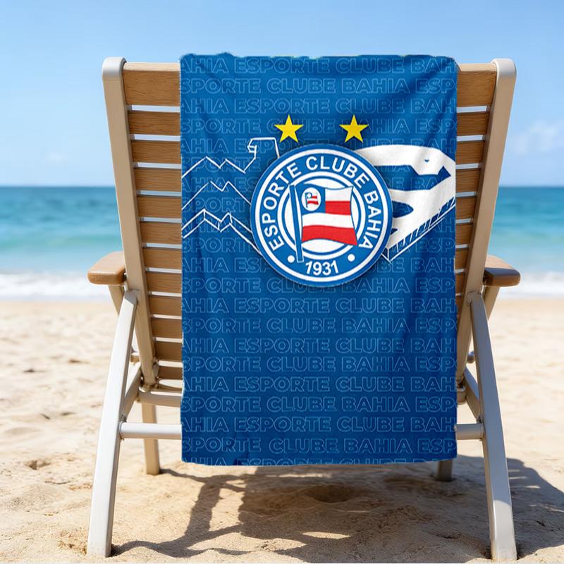 Bahia Fc Crest Emblem Printed Beach Towel, Super Soft Microfiber, Perfect Gift Birthday, for Pool, Beach, Travel, for Family and Friends