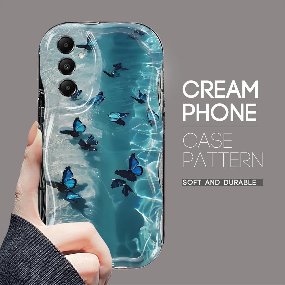 Cute Cartoon Pattern Cream Texture Casing Wavy Edge Soft Silicone Cover Phone Case for Samsung