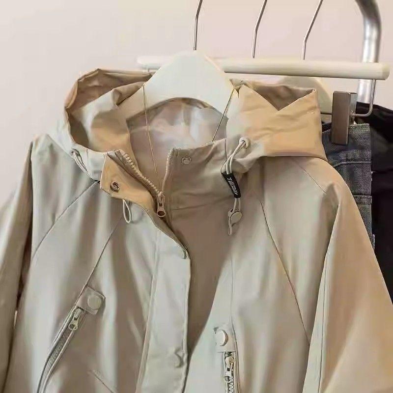 Loose Windbreaker Jacket for Middle Aged Women Fashionable Spring Autumn Hooded Casual Coat