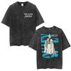 Vintage Washed Qifrey Witch Hat Atelier Anime T Shirts Men's Clothing Fashion Oversized T-shirt Casual Cotton Short Sleeve Tees