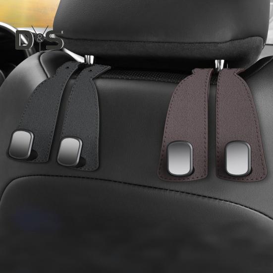 1/2 Stück Auto-Kopfstützenhaken zur Aufbewahrung der Autositzlehne, Kunstleder-Auto-Geldbörsenhaken, Doppelhaken für Autotaschen für Auto, SUV, LKW