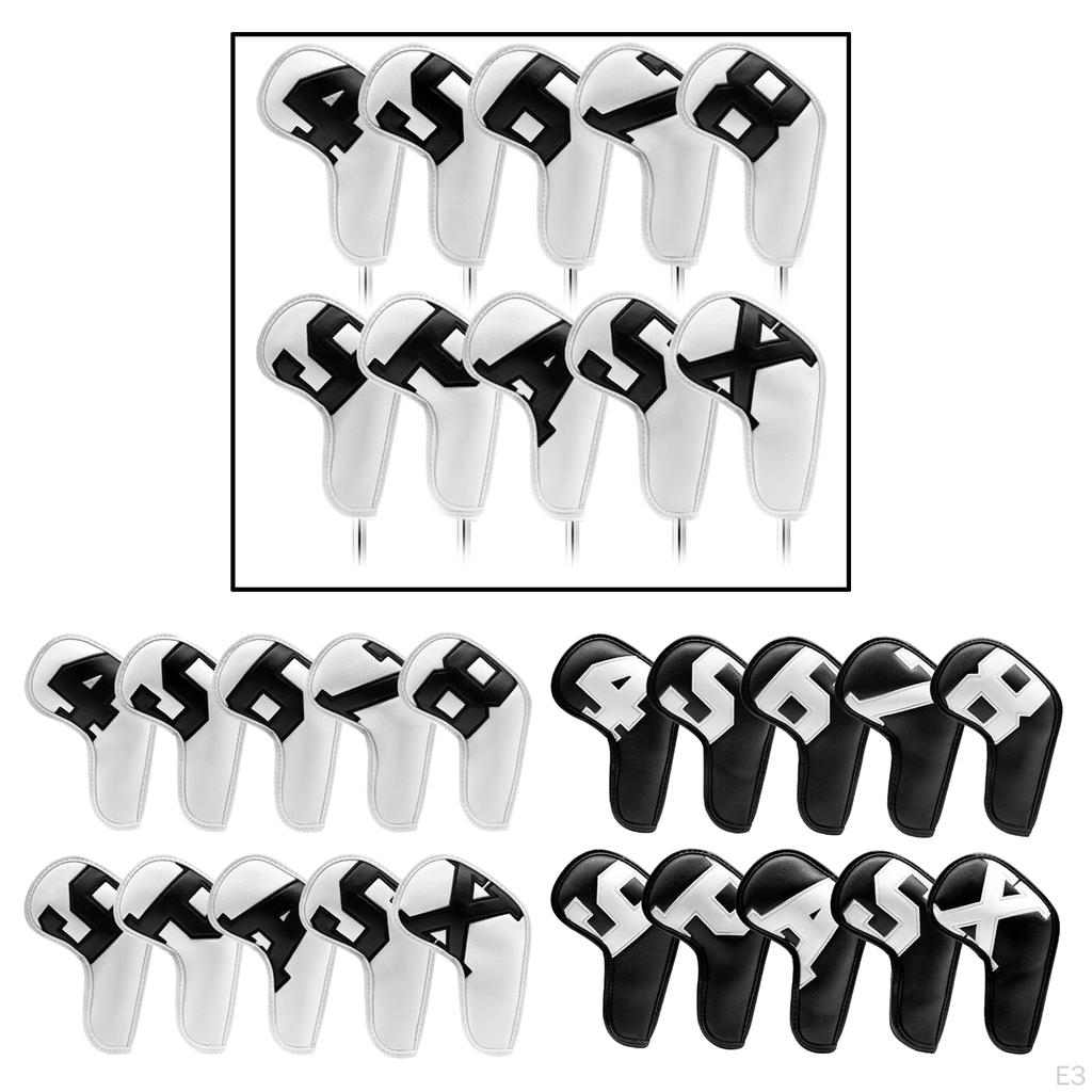 10 pcs Golf Headcover Set, Club Covers, Waterproof PU Leather Covers Wedges Set Fit All