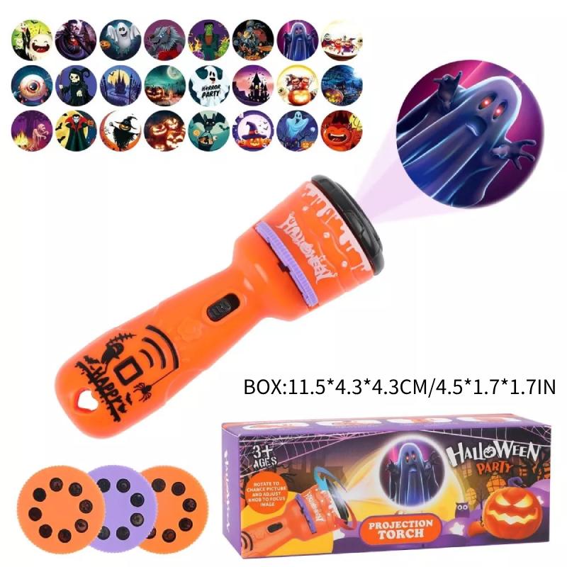 

Halloween Flashlight Projector Slide Projection Light Torch Kids Gift Funny Color Box