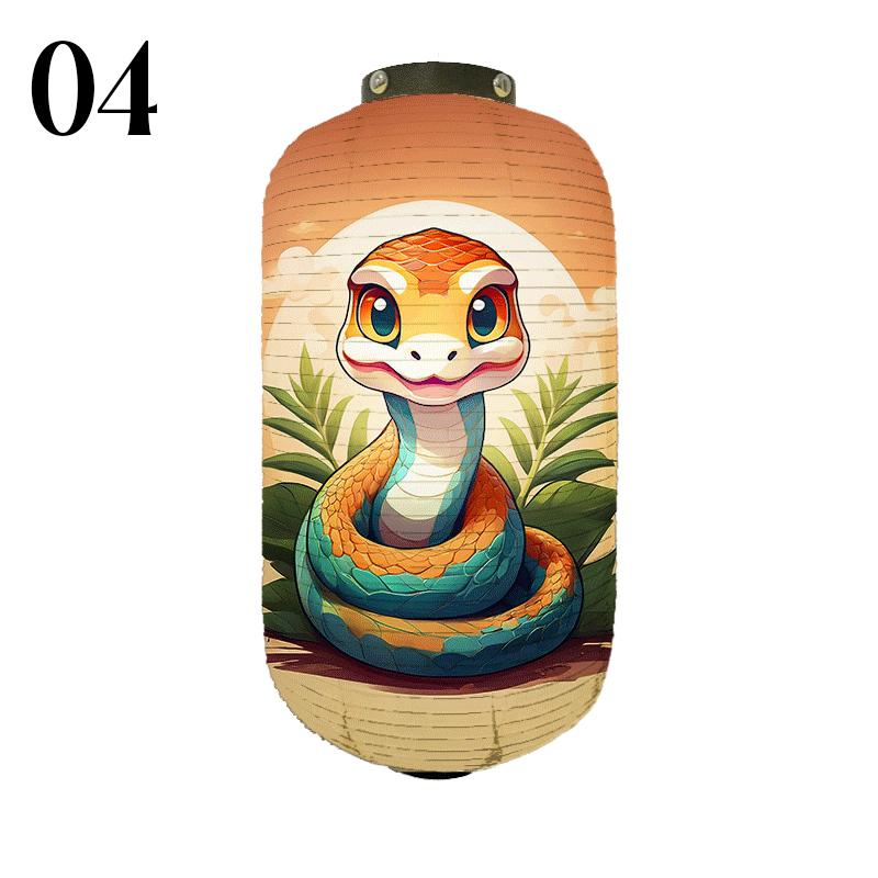 Japanese Style Cloth Lantern New Year Festival Mascots Zodiac Snake Printed Lantern Sushi Shop Bistro Restaurant Decor Ornaments