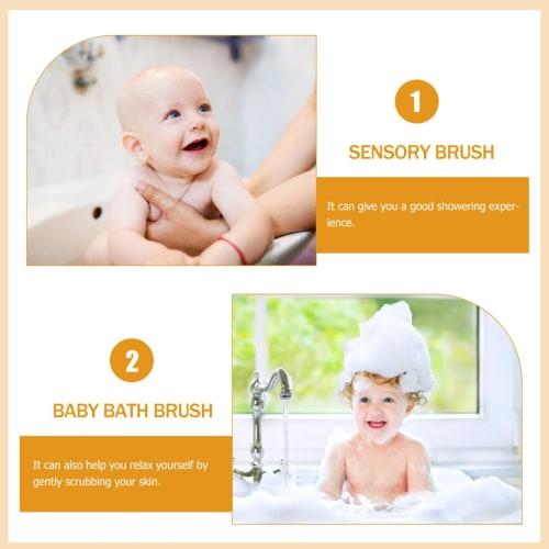 Healeved 2-Piece Baby Sensory Brush, Sponge Brush for Baby Bath, Tactile Stimulation Brush, Compact and Portable Baby Brush
