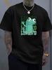 Unisex O Neck Tee Cute Cartoon Lizard Letter Combo Print Cotton Short Sleeve Loose Summer Breathable Daily Casual Basic Wear Top
