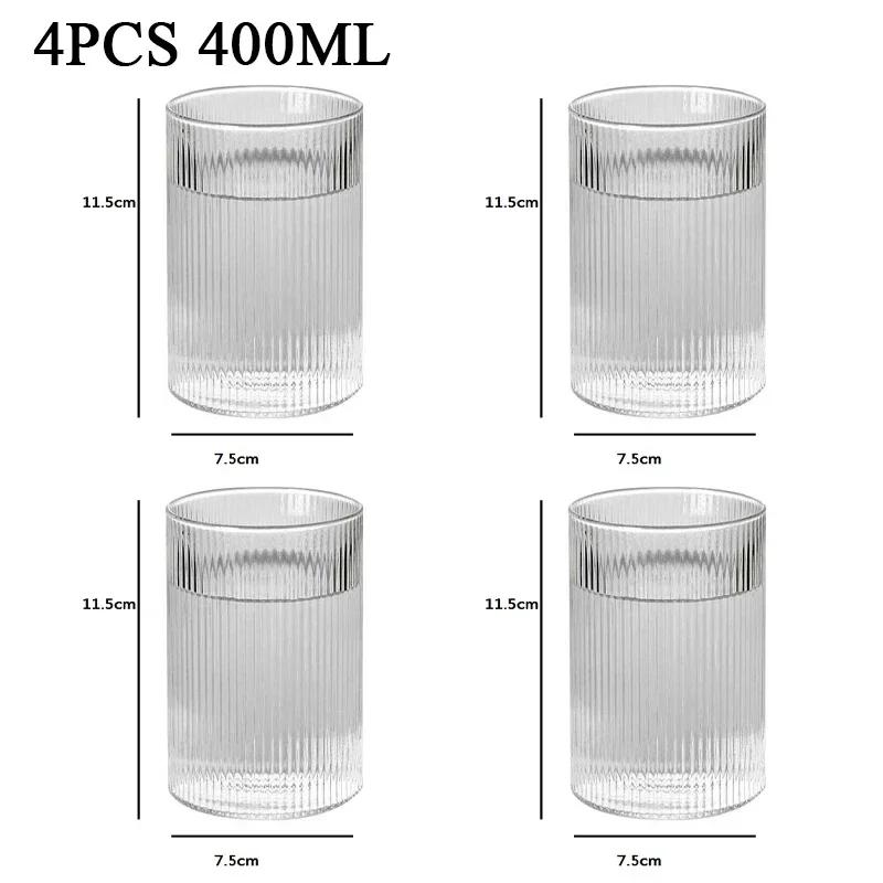 1/2/4/6pcs Vertical Pattern Cup Creative Japanese Glass Wine Juice Drink Coffee Handmade Clear Drinkware Shot Glasses Whiskey