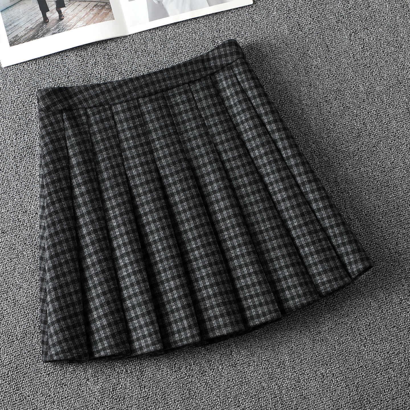 Exquisite Plaid A-line High-Waisted Wool Skirt for Petite Women - 2025 Autumn/Winter Collection. Medium