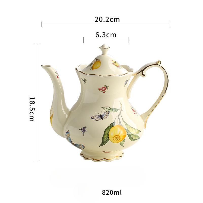 3pcs/set Vintage Coffee Cup Set,Tea Service - 2 Tea Cups, 1 Tea Pot,afternoon Tea, Lemon Butterfly Decorative CeramicTea Cups and Saucer for Home