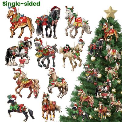 Ornamente de Crăciun Cal Vintage Ornamente de Crăciun Cal de Lemn Decor Petrecere Tematică Western pentru Pom de Crăciun Decor Acasă
