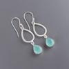 Aqua Chalcedony Gemstone 925 Sterling Silver Jewelry Handmade Earrings 1.90" EE-16-15