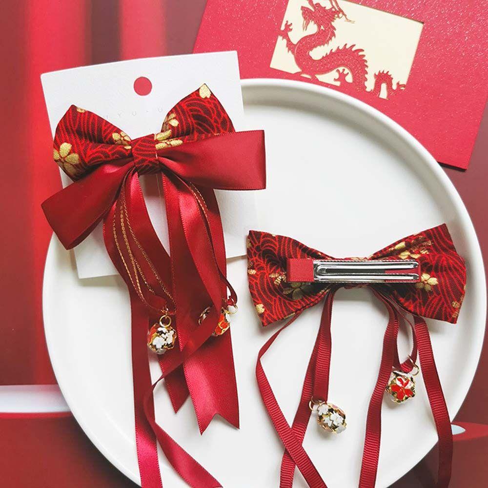 Hair Accessories Bowknot Bow Hair Hoop Chinese New Year Hairpins Kids Chinese Hair Clips Hair Rope