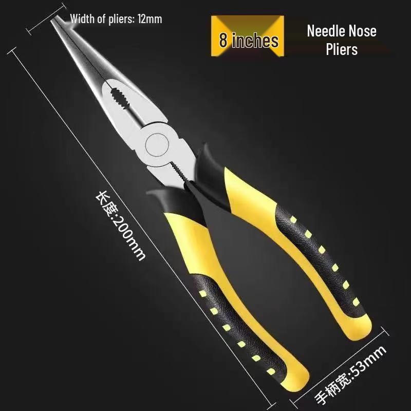 Industrial Tiger Pliers Set: 8" Wire Cutters, 6" Needle Nose & Labor-Saving Diagonal Pliers for Household Electricians