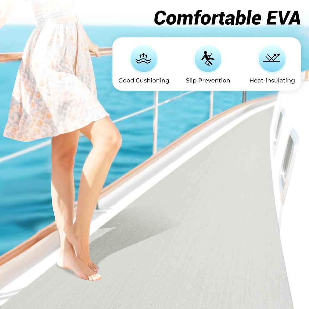 EVA Foam Exercise Mat - 6mm Thick Grey Floor Tile for Home Gym, Yoga, Pilates & Workout (94.49x35.43in) - Rectangle Fitness Mat