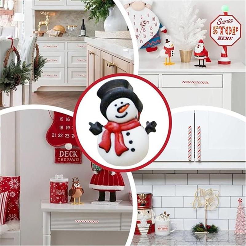 Pack of 4 Christmas Snowman Knob Covers Cabinet Knob Decorations Set for Festival Cabinet Decoration In Kitchen & Bedroom