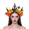 Dark Series Flower Hairband with Skull Decors For Women Girl Halloween Costume Party Role Playing Accessory Headpiece